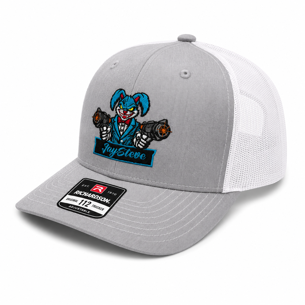 JaySteve “Deadshot Bunny” Trucker Hat – Heather Gray/White Edition