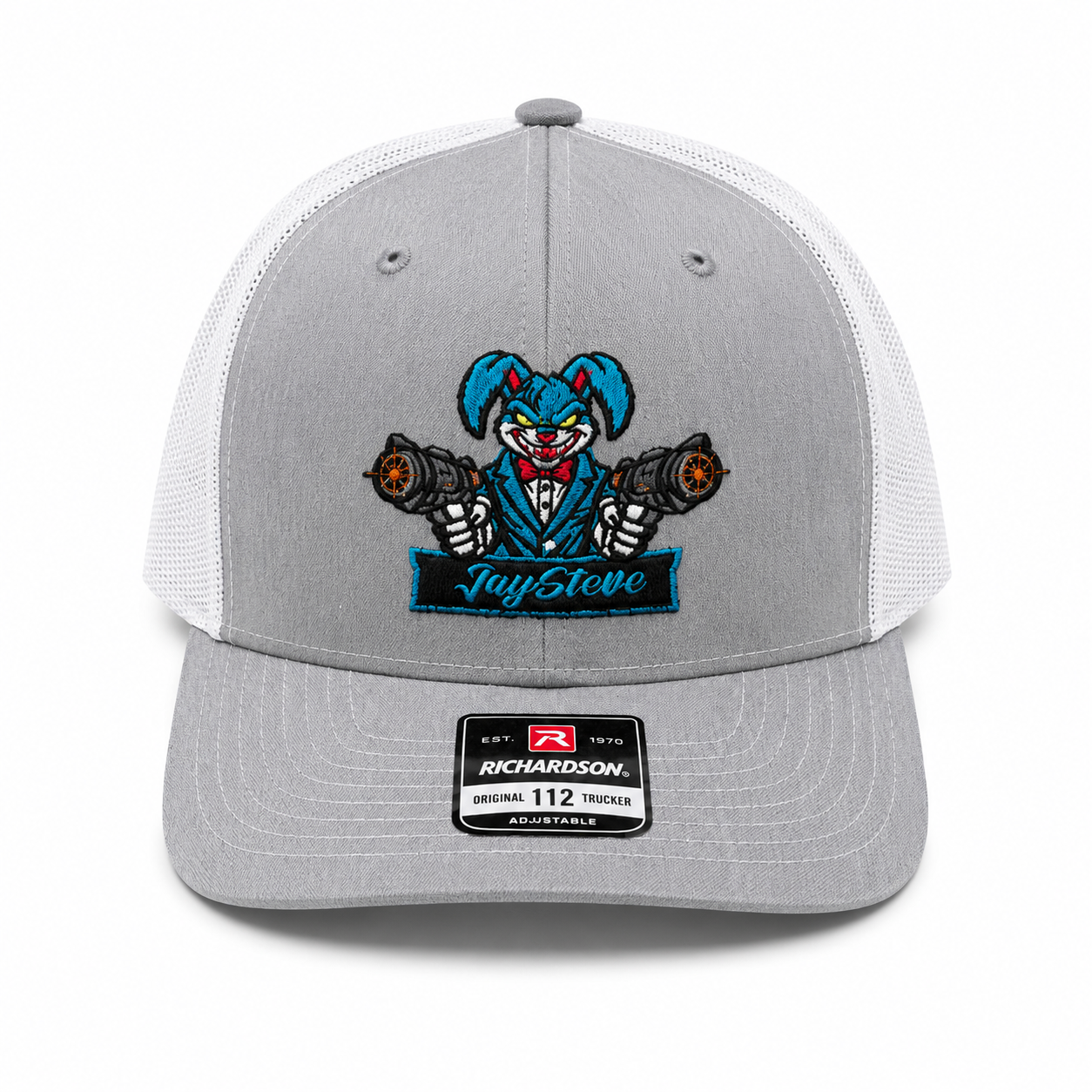 JaySteve “Deadshot Bunny” Trucker Hat – Heather Gray/White Edition