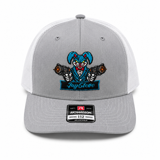 JaySteve “Deadshot Bunny” Trucker Hat – Heather Gray/White Edition